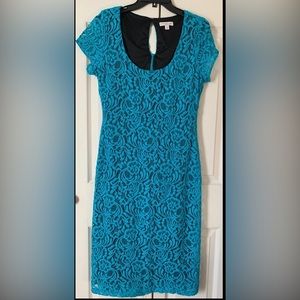 New York & Company | Eva Mendes Lace Midi Sheath Dress,Color:Blue, Size 10, NEW!